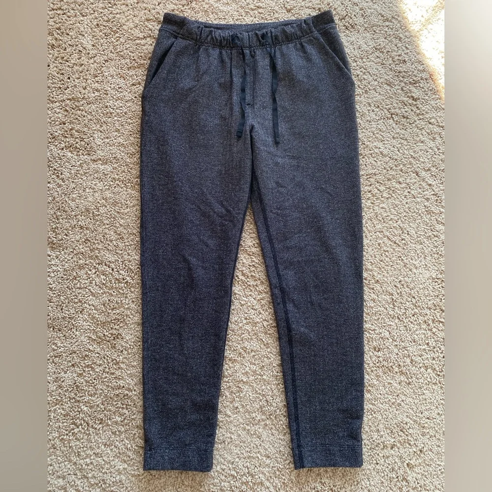 Lululemon Athletica Jet Crop Slim Giant Herringbone Black Heathered Pants Size S